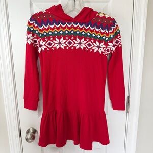 Polo Ralph Lauren Fair Isle Waffle-Knit Hooded Dress in Red Girls 6X